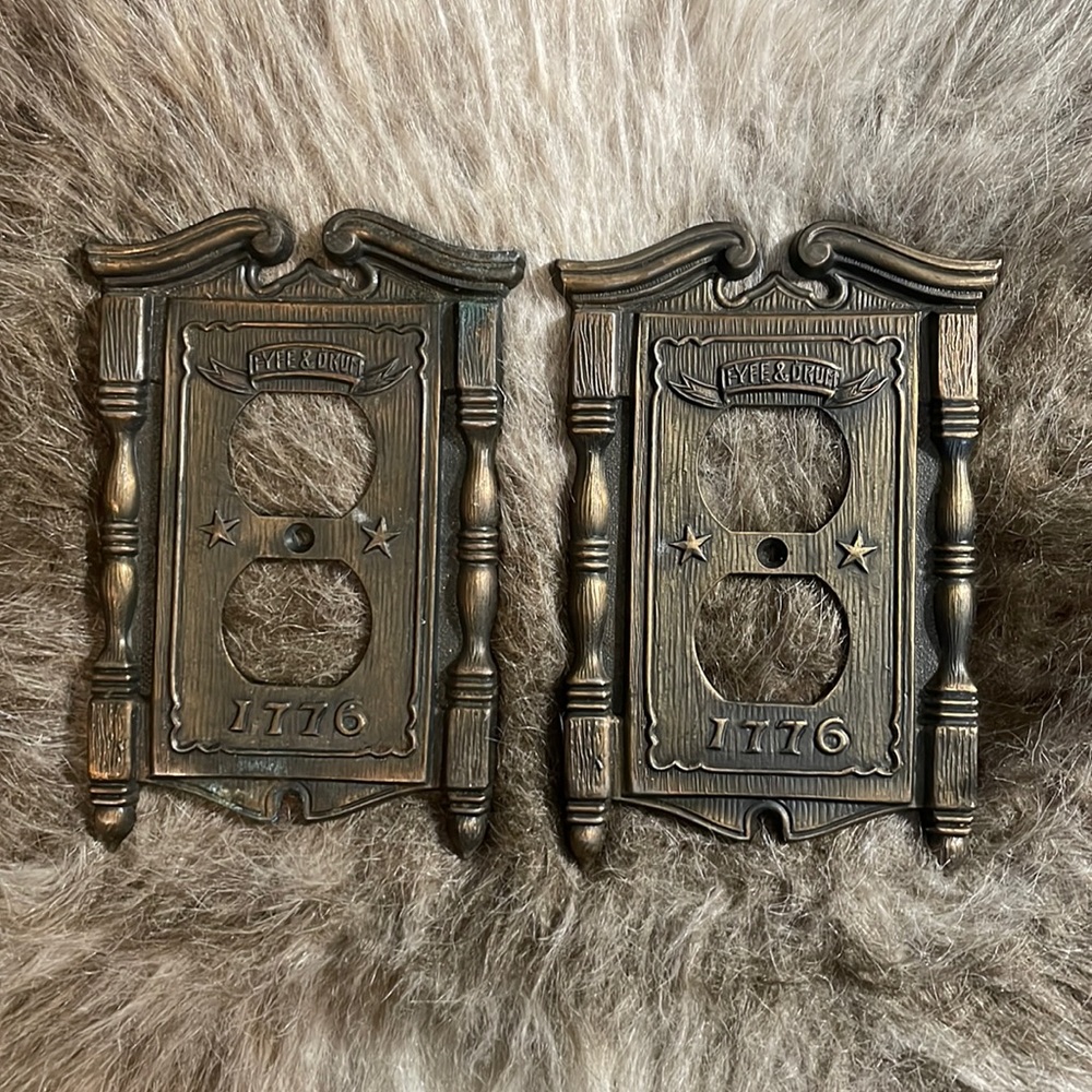 Vintage 1968 American Tack & Howe Company Fyfe & Drum 1776 Light Switch Plates